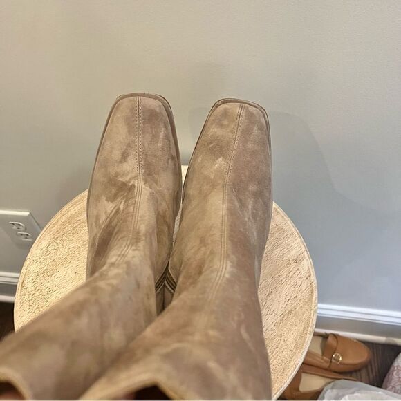 Steve Madden Lockwood Suede Mid Shaft Zip Up Block Heel Boots in Tan Sz 10 NWOB - Picture 6 of 8